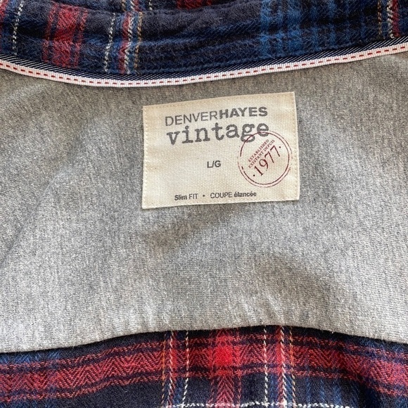 Denver Hayes Vintage Flannel Button Down Plaid Shirt With Snaps - Size Large - Picture 3 of 12